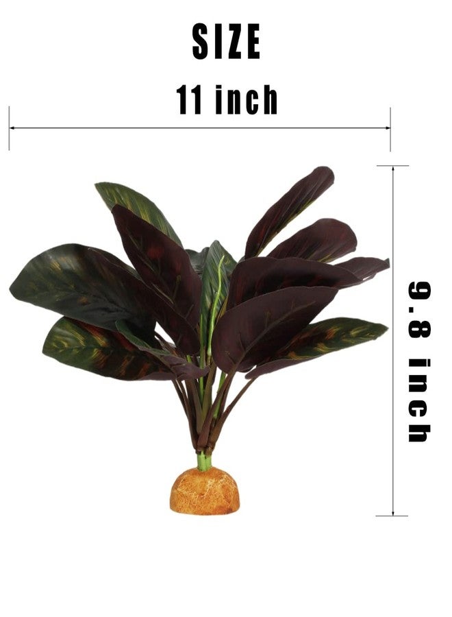 WOLEDOE Reptile Terrarium Decor Plants, Bearded Dragon Tank Accessories fit Crested Gecko Leopard Lizard Chameleon Ball Python Snake Frog - Purple Fake Prayer Peacock Plants - Image 2